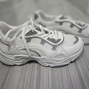 White and Gray Chunky Sneakers